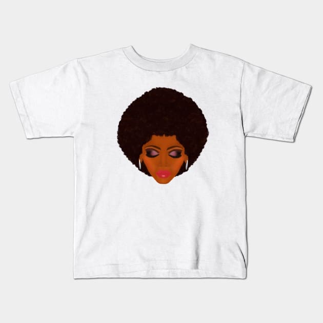 Classic Afro and Purple Smokey Eyes (White Background) Kids T-Shirt by Art By LM Designs 